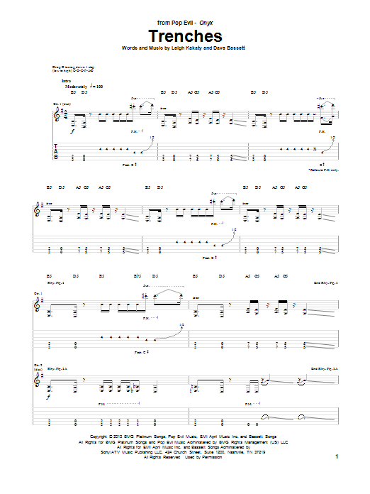 Download Pop Evil Trenches Sheet Music