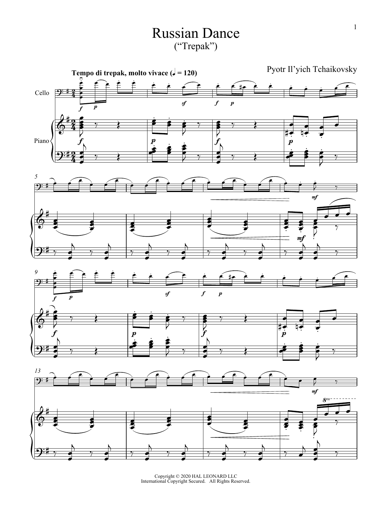 Download Pyotr Il'yich Tchaikovsky Trepak (from The Nutcracker) Sheet Music