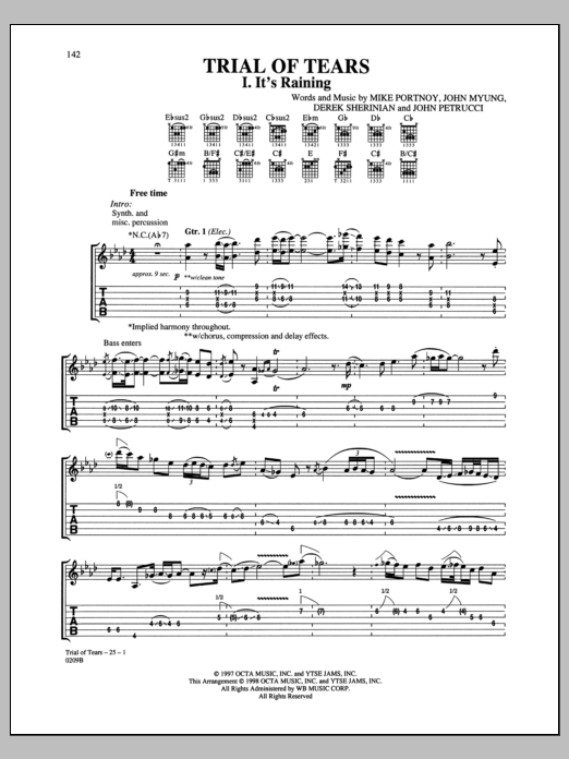 Download Dream Theater Trial Of Tears Sheet Music