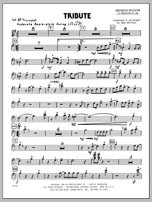 Download Bob Mintzer Tribute - 1st Bb Trumpet Sheet Music