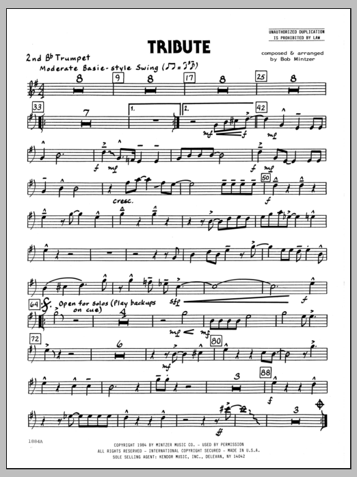 Download Bob Mintzer Tribute - 2nd Bb Trumpet Sheet Music