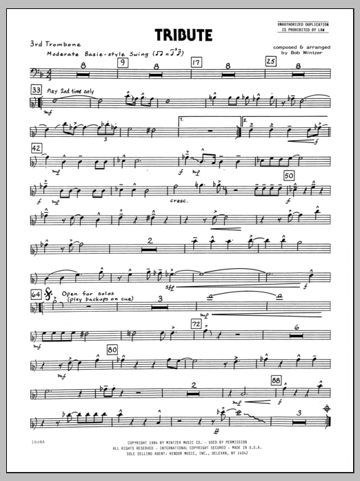 Download Bob Mintzer Tribute - 3rd Trombone Sheet Music