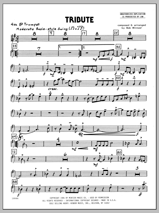 Download Bob Mintzer Tribute - 4th Bb Trumpet Sheet Music