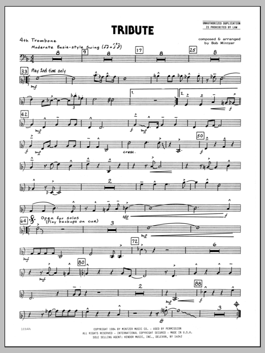 Download Bob Mintzer Tribute - 4th Trombone Sheet Music