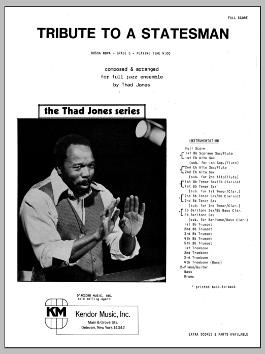 Download Thad Jones Tribute To A Statesman - Full Score Sheet Music
