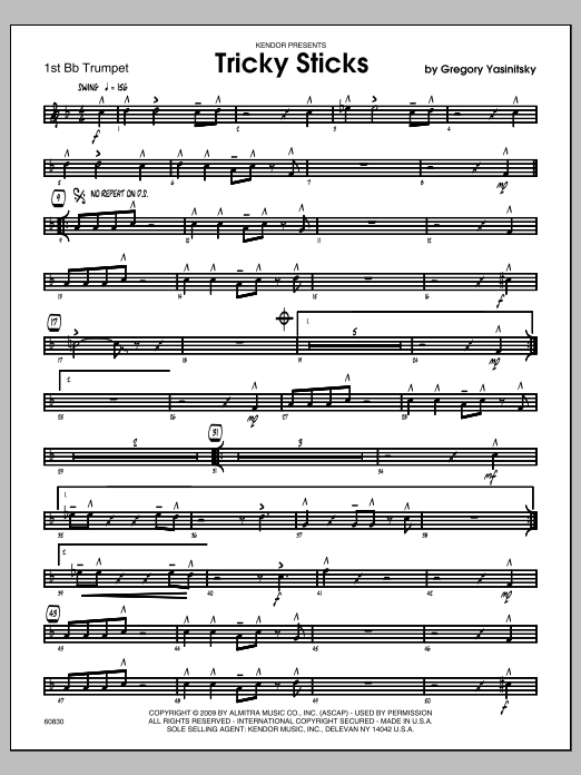 Download Yasinitsky Tricky Sticks - 1st Bb Trumpet Sheet Music