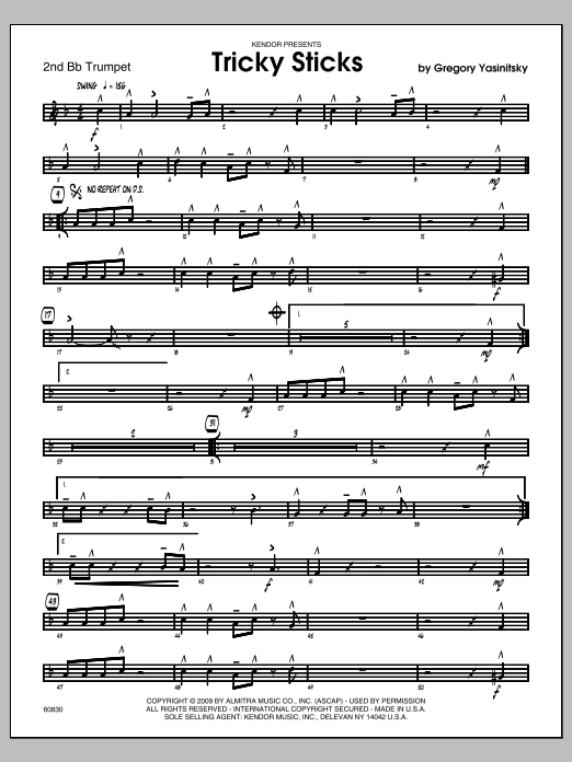 Download Yasinitsky Tricky Sticks - 2nd Bb Trumpet Sheet Music