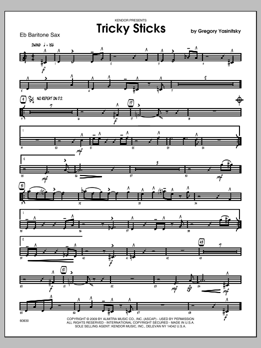 Download Yasinitsky Tricky Sticks - Baritone Sax Sheet Music