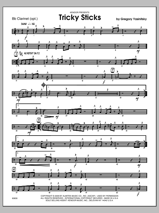 Download Yasinitsky Tricky Sticks - Bb Clarinet Sheet Music