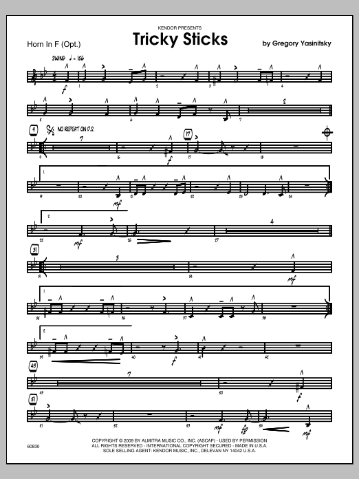 Download Yasinitsky Tricky Sticks - Horn in F Sheet Music
