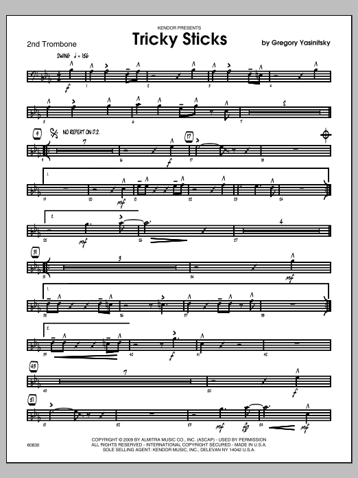 Download Yasinitsky Tricky Sticks - Trombone 2 Sheet Music