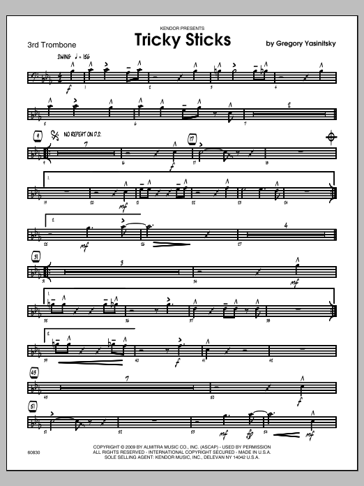 Download Yasinitsky Tricky Sticks - Trombone 3 Sheet Music
