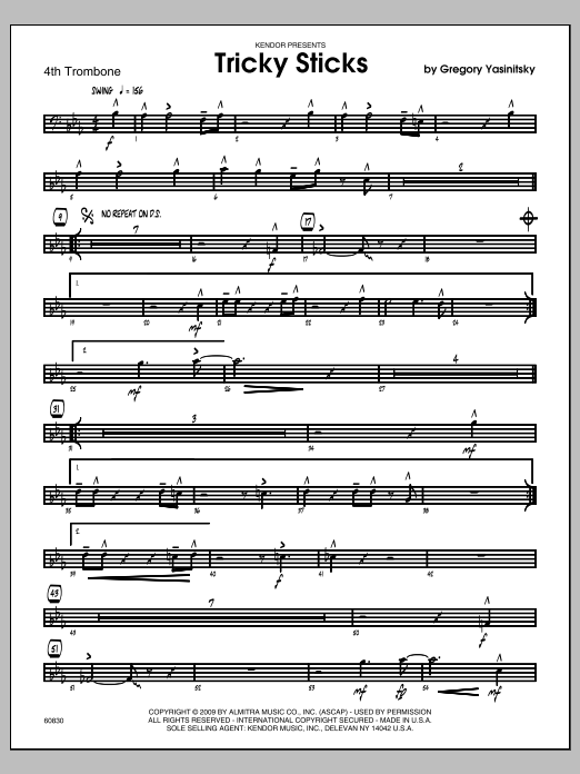 Download Yasinitsky Tricky Sticks - Trombone 4 Sheet Music