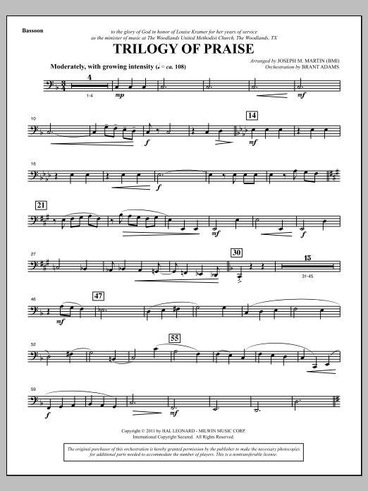 Download Joseph M. Martin Trilogy Of Praise - Bassoon Sheet Music