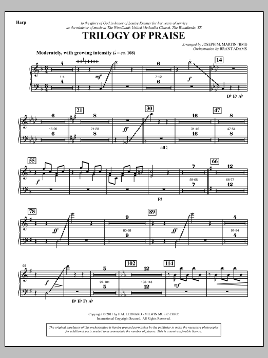 Download Joseph M. Martin Trilogy Of Praise - Harp Sheet Music