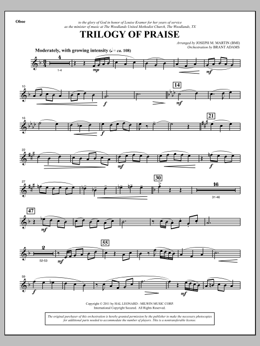 Download Joseph M. Martin Trilogy Of Praise - Oboe Sheet Music