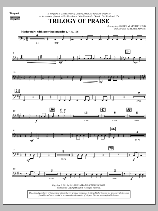 Download Joseph M. Martin Trilogy Of Praise - Timpani Sheet Music