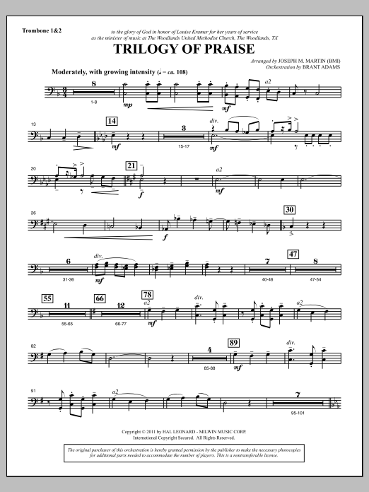 Download Joseph M. Martin Trilogy Of Praise - Trombone 1 & 2 Sheet Music