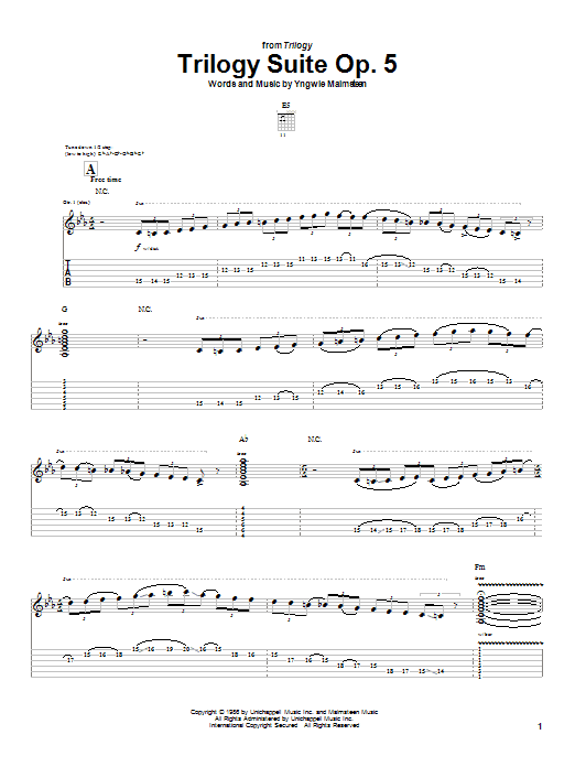 Download Yngwie Malmsteen Trilogy Suite Op. 5 Sheet Music