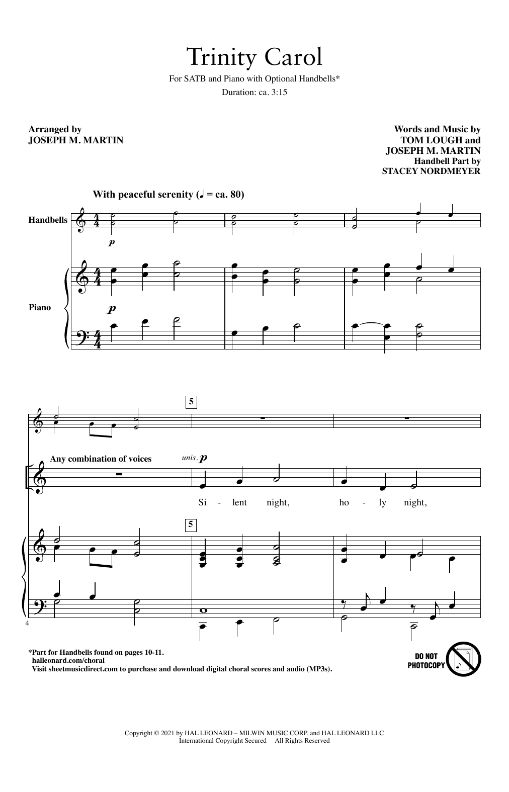 Download Tom Lough and Joseph M. Martin Trinity Carol (arr. Joseph M. Martin) Sheet Music