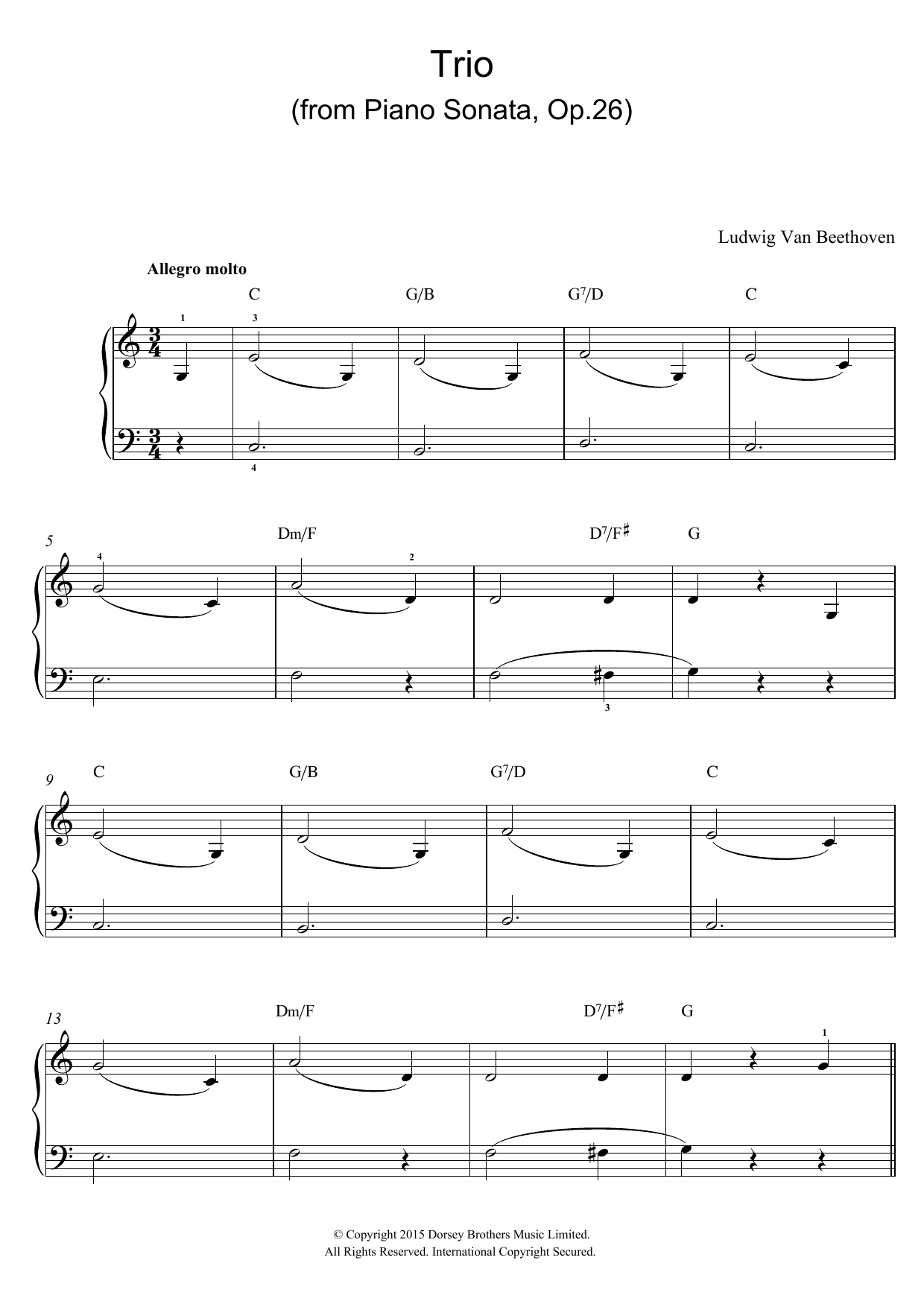 Download Ludwig van Beethoven Trio (From Piano Sonata In A Flat, Op.2 Sheet Music