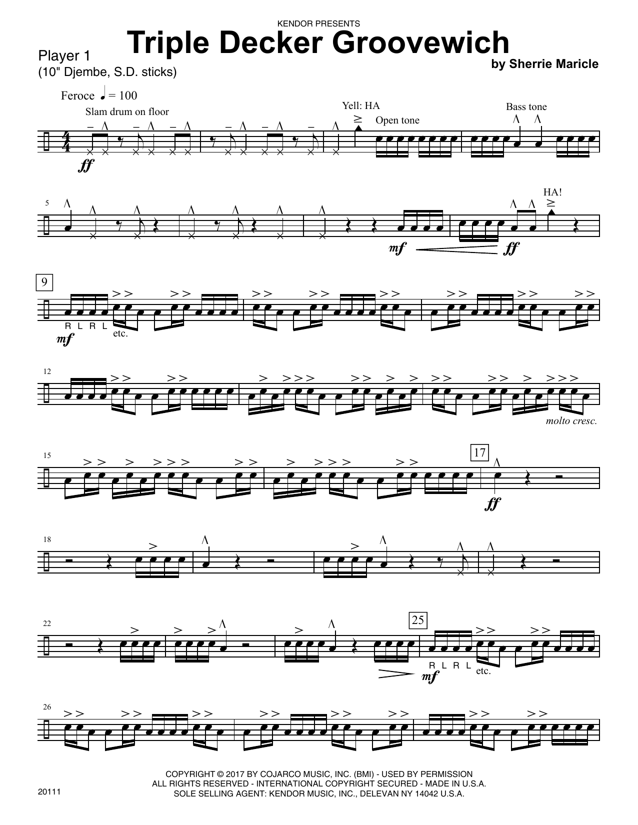 Download Sherrie Maricle Triple Decker Groovewich - Percussion 1 Sheet Music