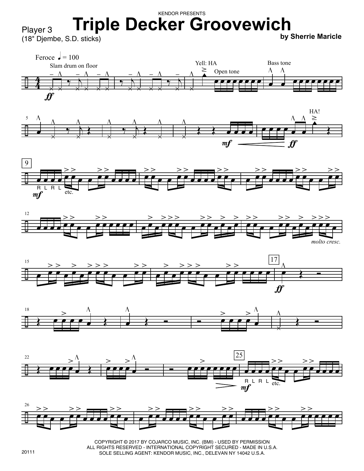 Download Sherrie Maricle Triple Decker Groovewich - Percussion 3 Sheet Music