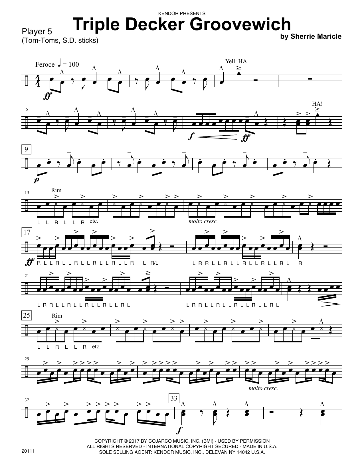 Download Sherrie Maricle Triple Decker Groovewich - Percussion 5 Sheet Music