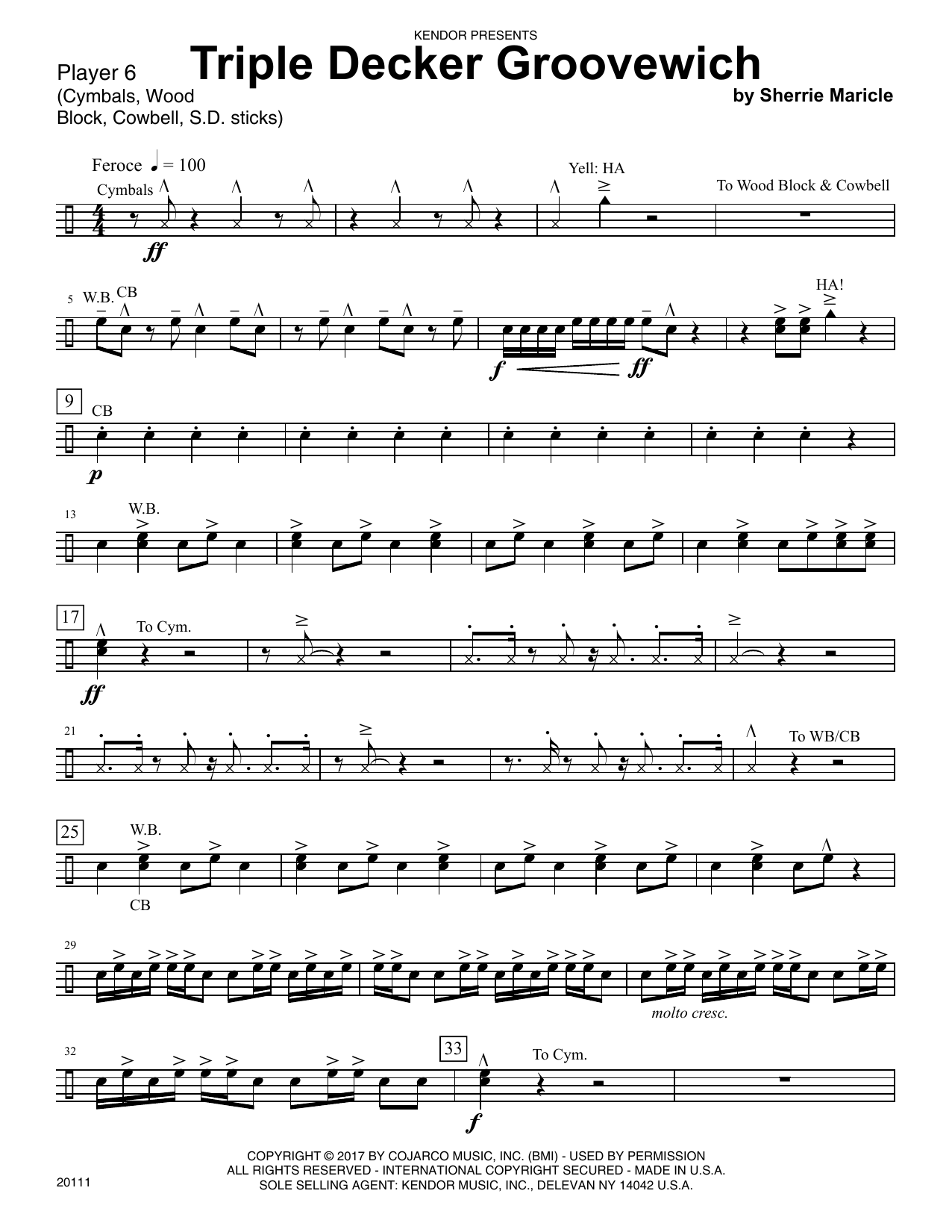 Download Sherrie Maricle Triple Decker Groovewich - Percussion 6 Sheet Music