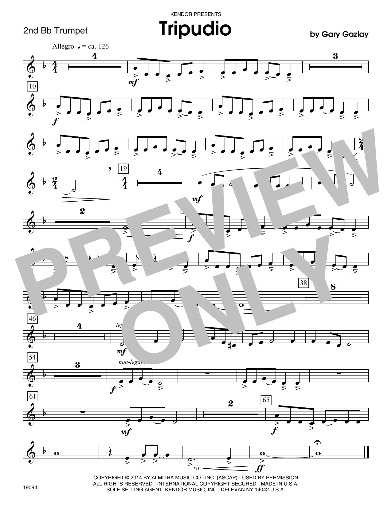 Download Gary Gazlay Tripudio - 2nd Bb Trumpet Sheet Music