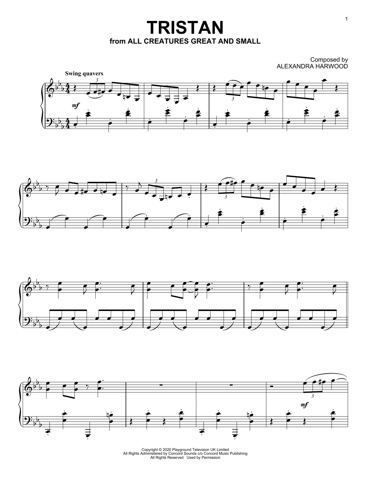 Alexandra Harwood Tristan (from All Creatures Great And Small) sheet music notes printable PDF score