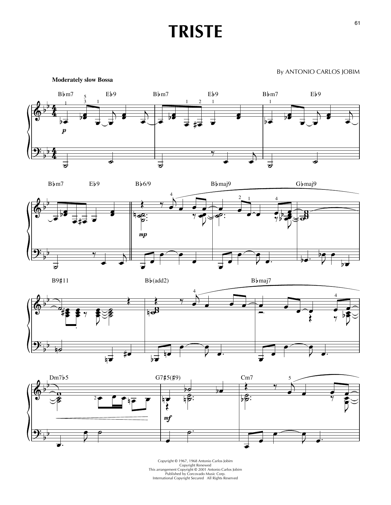 Download Antonio Carlos Jobim Triste [Jazz version] (arr. Brent Edstr Sheet Music