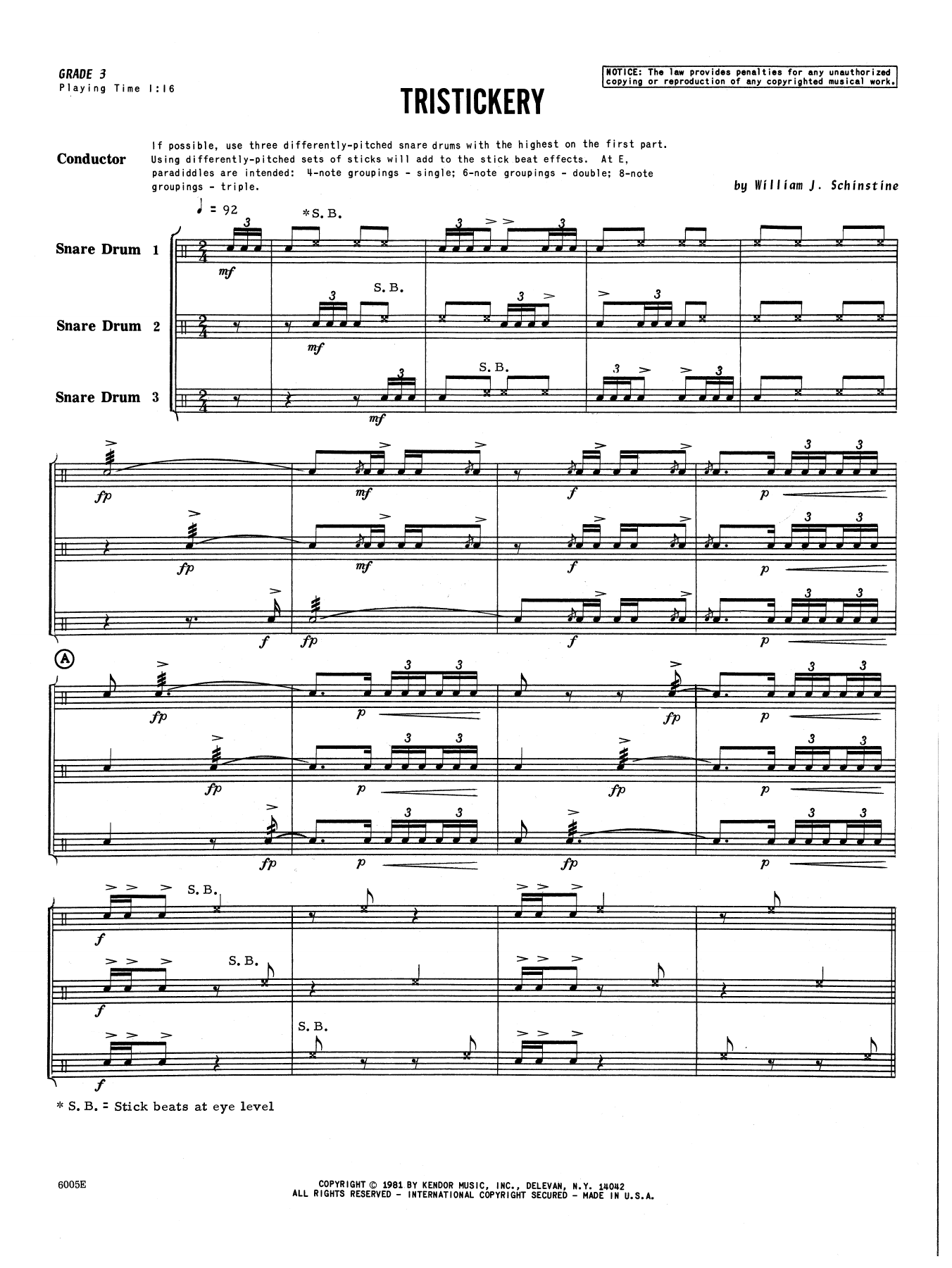 Download William Schinstine Tristickery - Full Score Sheet Music