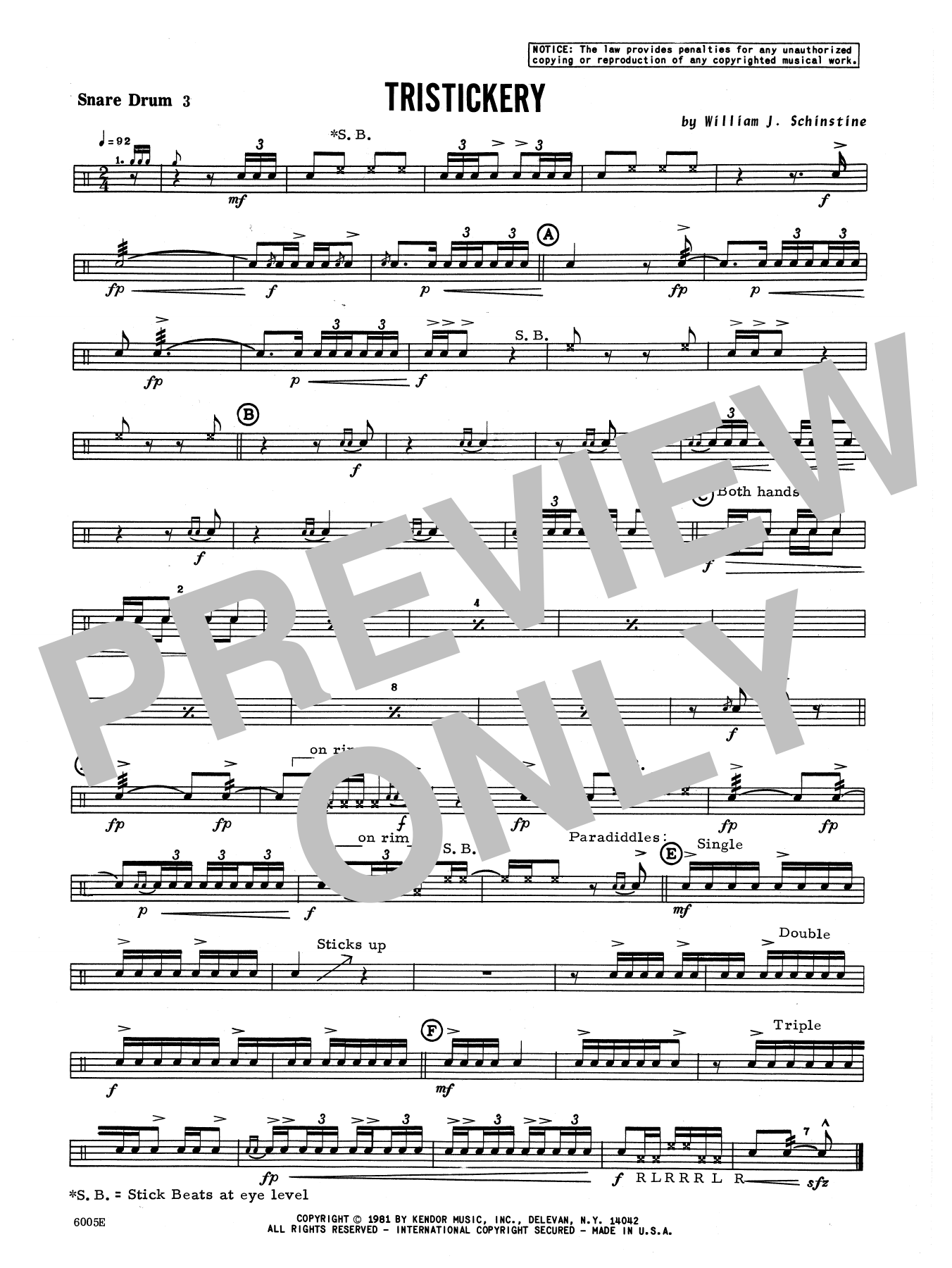 Download William Schinstine Tristickery - Percussion 3 Sheet Music