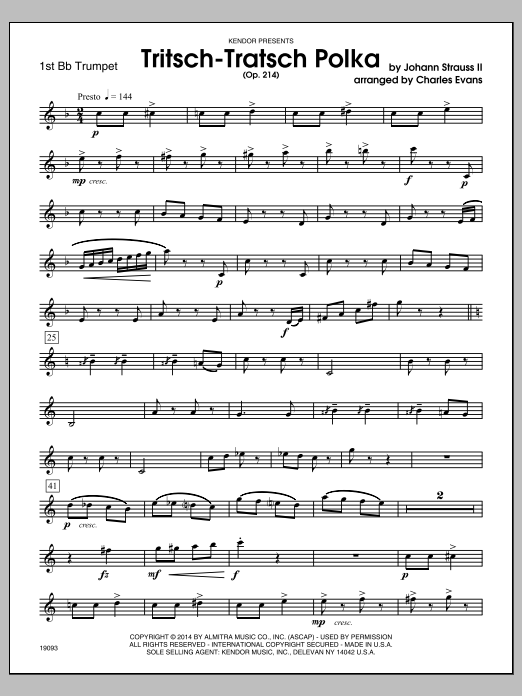 Download Charles Evans Tritsch-Tratsch Polka (Op. 214) - 1st B Sheet Music