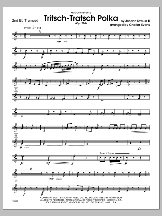 Download Charles Evans Tritsch-Tratsch Polka (Op. 214) - 2nd B Sheet Music