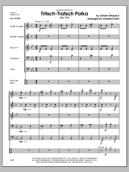 Download Charles Evans Tritsch-Tratsch Polka (Op. 214) - Condu Sheet Music