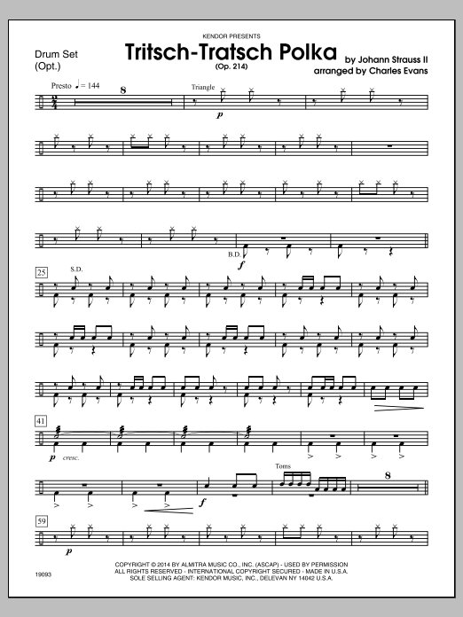 Download Charles Evans Tritsch-Tratsch Polka (Op. 214) - Drum Sheet Music