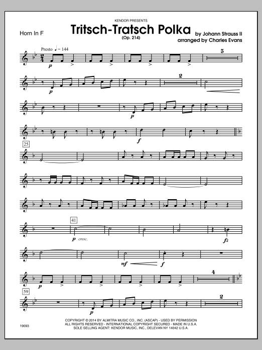 Download Charles Evans Tritsch-Tratsch Polka (Op. 214) - Horn Sheet Music