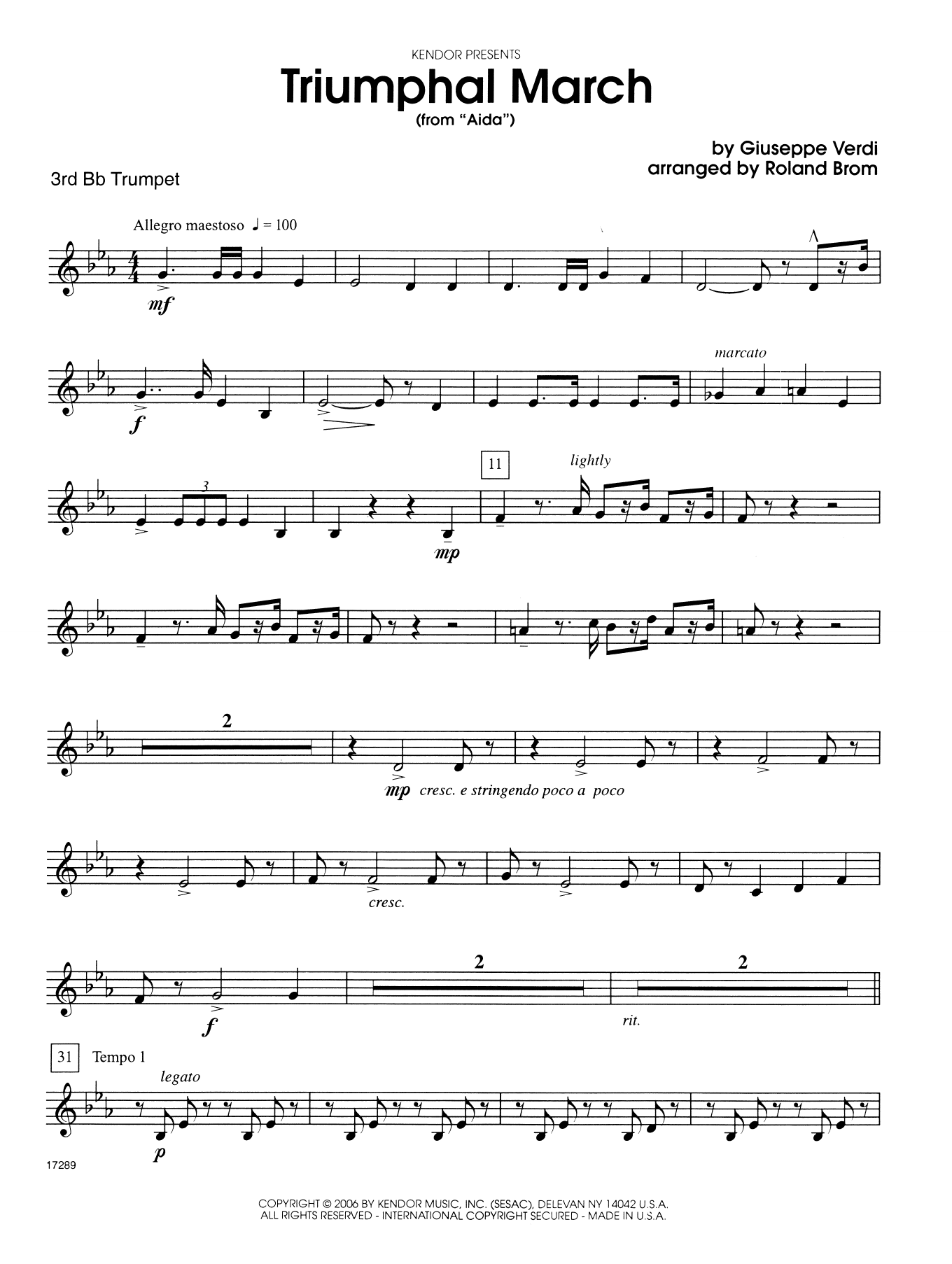 Download Roland Brom Triumphal March (from Aida) - 3rd Bb Tr Sheet Music