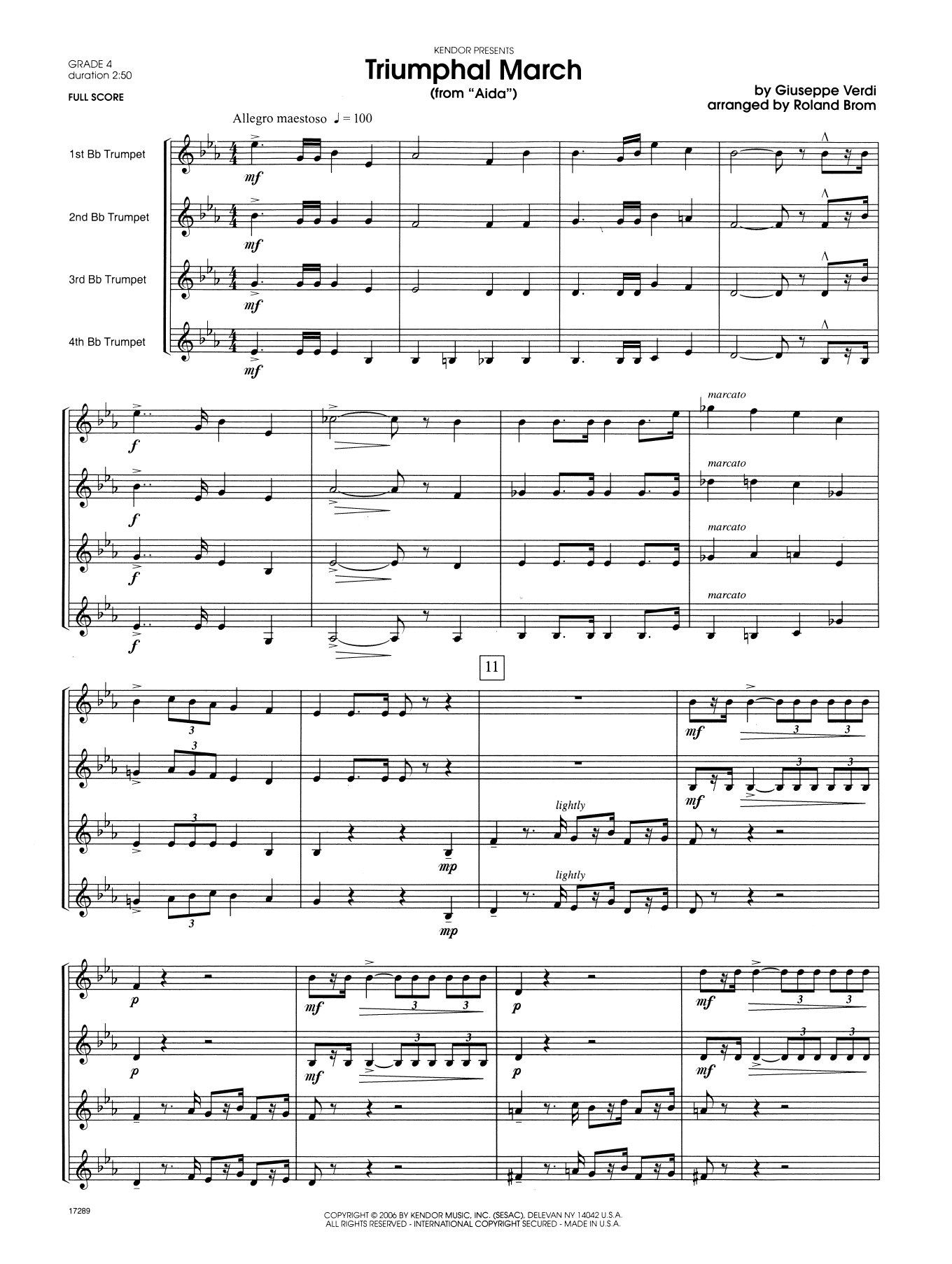 Download Roland Brom Triumphal March (from Aida) - Full Scor Sheet Music