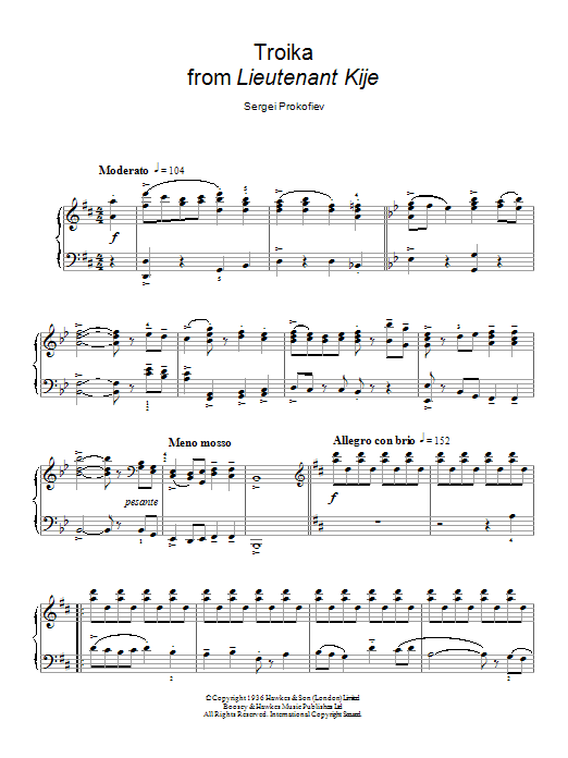 Download Sergei Prokofiev Troika Sheet Music