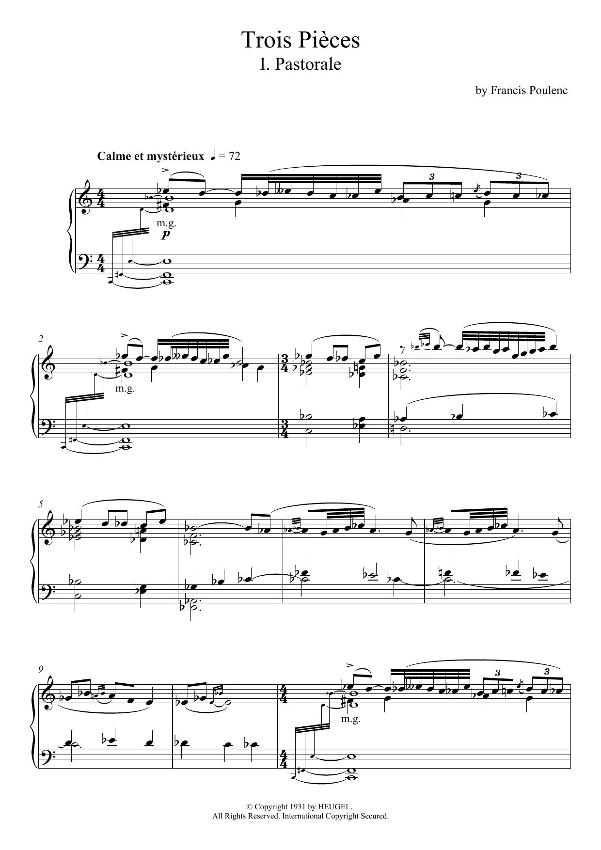 Download Francis Poulenc Trois Pièces - I. Pastorale Sheet Music
