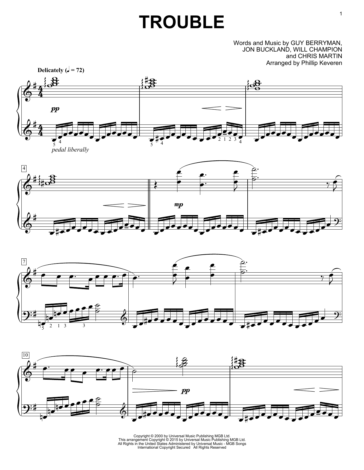 Download Coldplay Trouble [Classical version] (arr. Phill Sheet Music