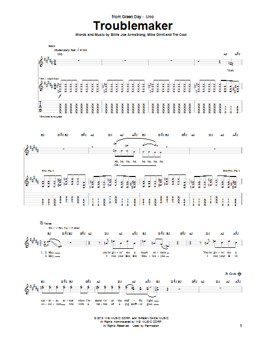 Download Green Day Troublemaker Sheet Music