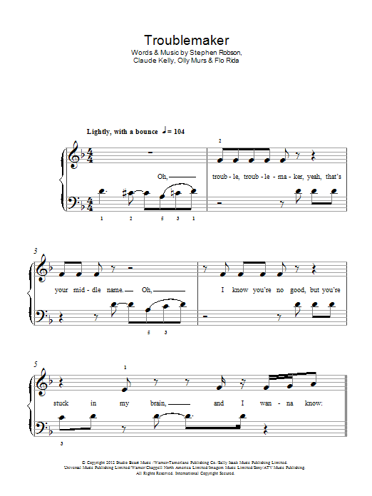 Download Olly Murs Troublemaker Sheet Music