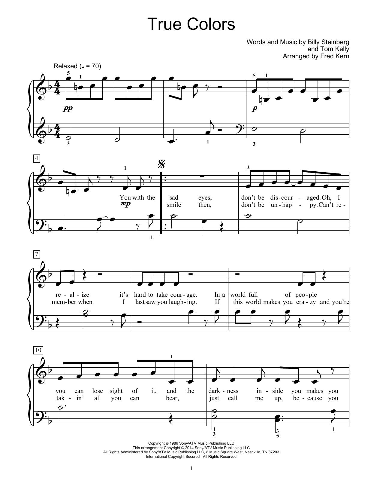Download Fred Kern True Colors Sheet Music