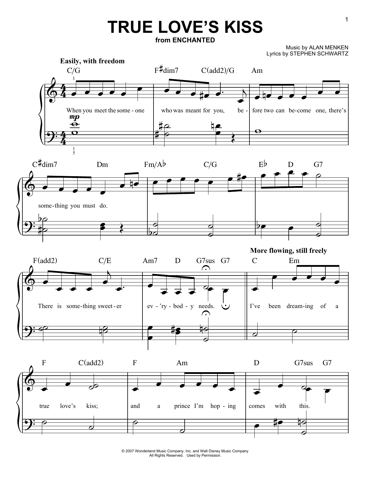 Download Amy Adams True Love's Kiss (from Enchanted) Sheet Music