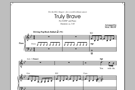 Download Sara Bareilles & Cyndi Lauper Truly Brave (arr. Mac Huff) Sheet Music