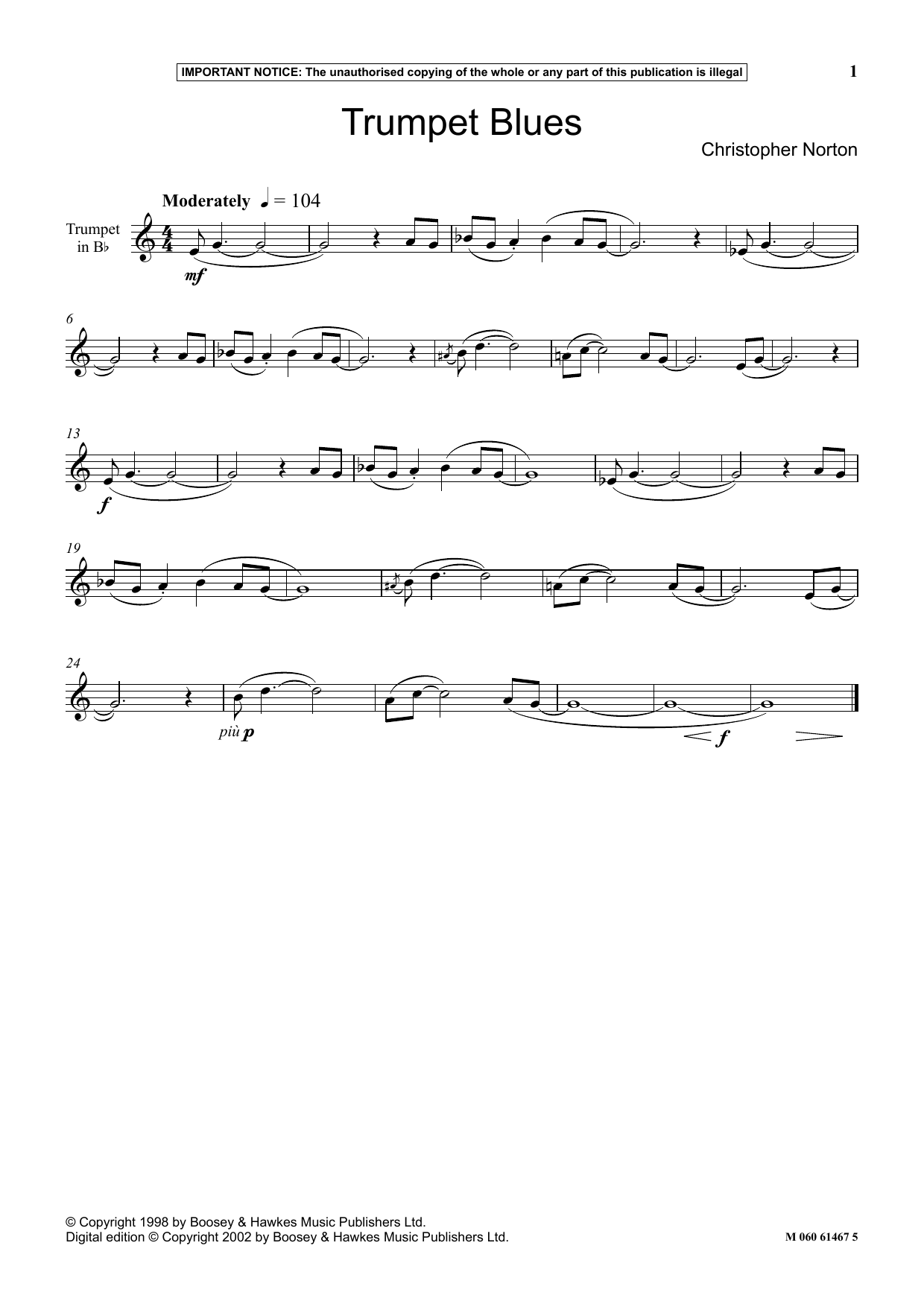 Download Christopher Norton Trumpet Blues Sheet Music